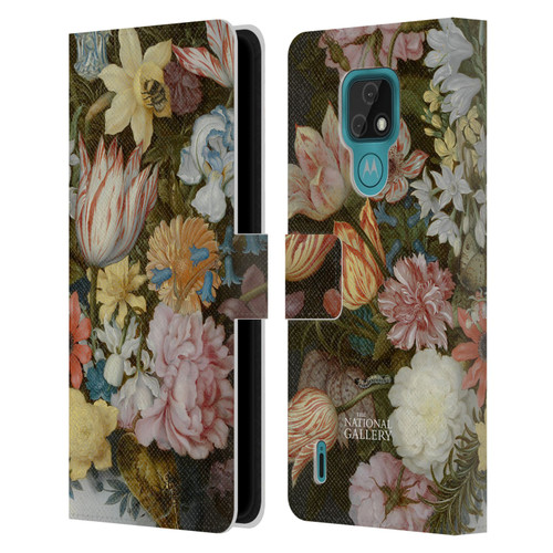 The National Gallery Art A Still Life Of Flowers In A Wan-Li Vase Leather Book Wallet Case Cover For Motorola Moto E7