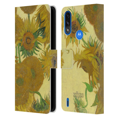 The National Gallery Art Sunflowers Leather Book Wallet Case Cover For Motorola Moto E7 Power / Moto E7i Power