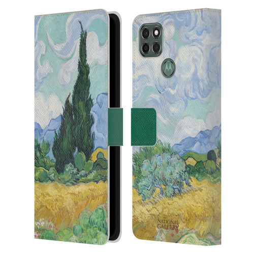 The National Gallery Art A Wheatfield With Cypresses Leather Book Wallet Case Cover For Motorola Moto G9 Power