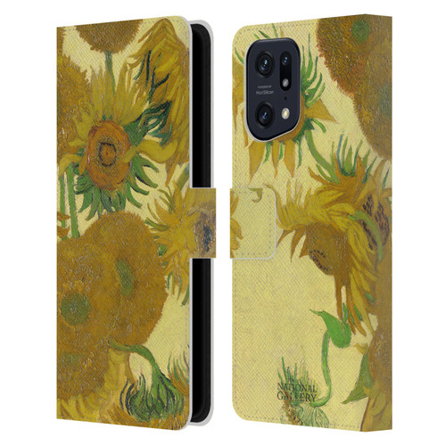 The National Gallery Art Sunflowers Leather Book Wallet Case Cover For OPPO Find X5