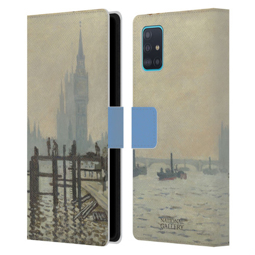 The National Gallery Art Monet Thames Leather Book Wallet Case Cover For Samsung Galaxy A51 (2019)