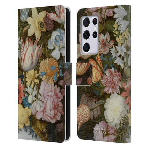 The National Gallery Art A Still Life Of Flowers In A Wan-Li Vase Leather Book Wallet Case Cover For Samsung Galaxy S21 Ultra 5G