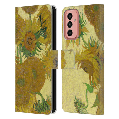 The National Gallery Art Sunflowers Leather Book Wallet Case Cover For Samsung Galaxy M13 (2022)