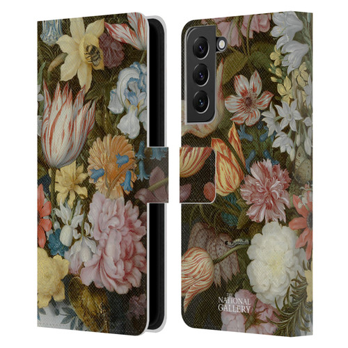 The National Gallery Art A Still Life Of Flowers In A Wan-Li Vase Leather Book Wallet Case Cover For Samsung Galaxy S22+ 5G