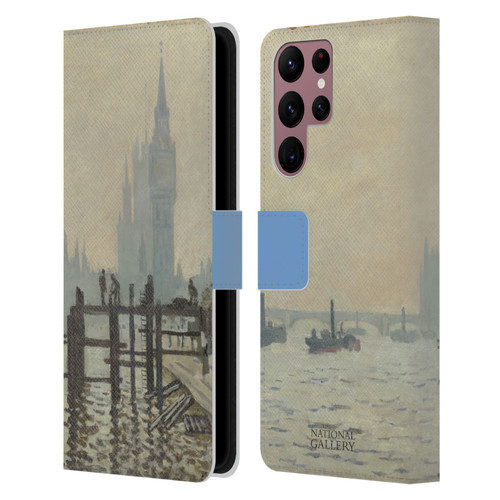 The National Gallery Art Monet Thames Leather Book Wallet Case Cover For Samsung Galaxy S22 Ultra 5G