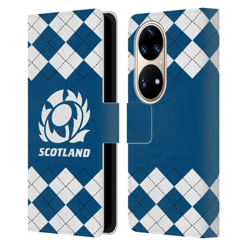 Scotland Rugby Logo 2 Argyle Leather Book Wallet Case Cover For Huawei P50 Pro