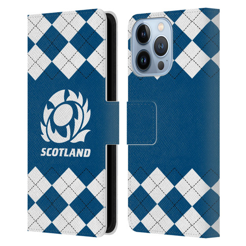 Scotland Rugby Logo 2 Argyle Leather Book Wallet Case Cover For Apple iPhone 13 Pro