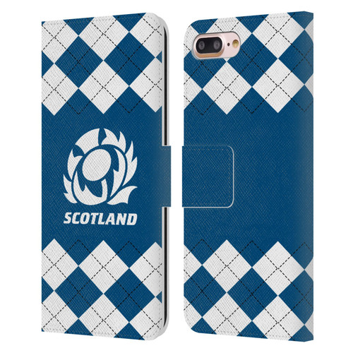 Scotland Rugby Logo 2 Argyle Leather Book Wallet Case Cover For Apple iPhone 7 Plus / iPhone 8 Plus