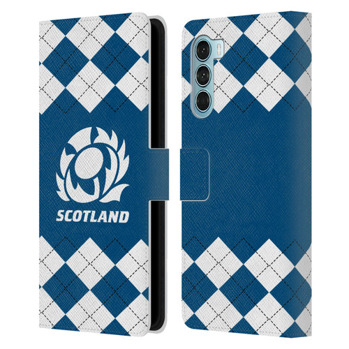 Scotland Rugby Logo 2 Argyle Leather Book Wallet Case Cover For Motorola Edge S30 / Moto G200 5G