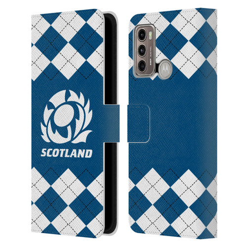 Scotland Rugby Logo 2 Argyle Leather Book Wallet Case Cover For Motorola Moto G60 / Moto G40 Fusion
