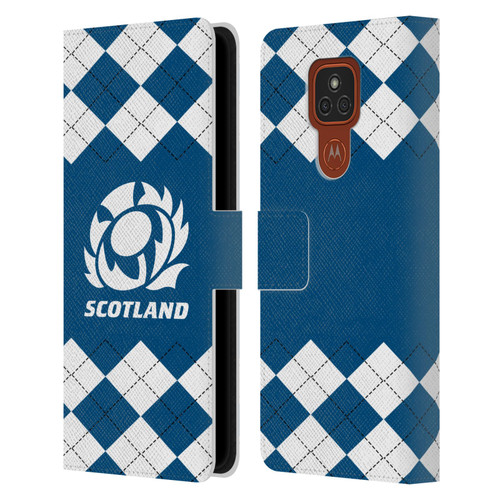 Scotland Rugby Logo 2 Argyle Leather Book Wallet Case Cover For Motorola Moto E7 Plus