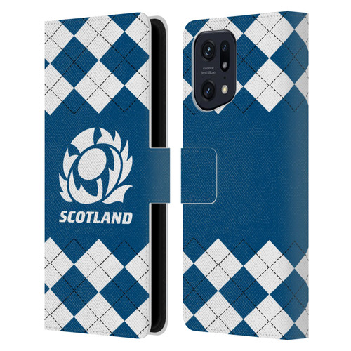 Scotland Rugby Logo 2 Argyle Leather Book Wallet Case Cover For OPPO Find X5