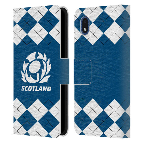 Scotland Rugby Logo 2 Argyle Leather Book Wallet Case Cover For Samsung Galaxy A01 Core (2020)