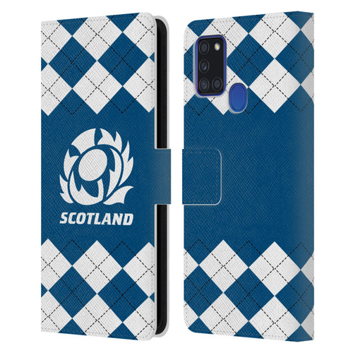 Scotland Rugby Logo 2 Argyle Leather Book Wallet Case Cover For Samsung Galaxy A21s (2020)