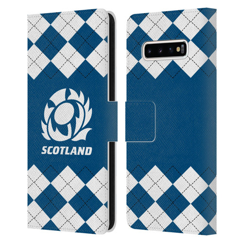 Scotland Rugby Logo 2 Argyle Leather Book Wallet Case Cover For Samsung Galaxy S10+ / S10 Plus