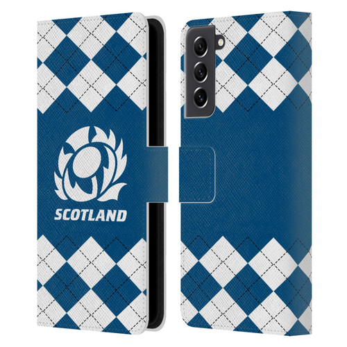 Scotland Rugby Logo 2 Argyle Leather Book Wallet Case Cover For Samsung Galaxy S21 FE 5G