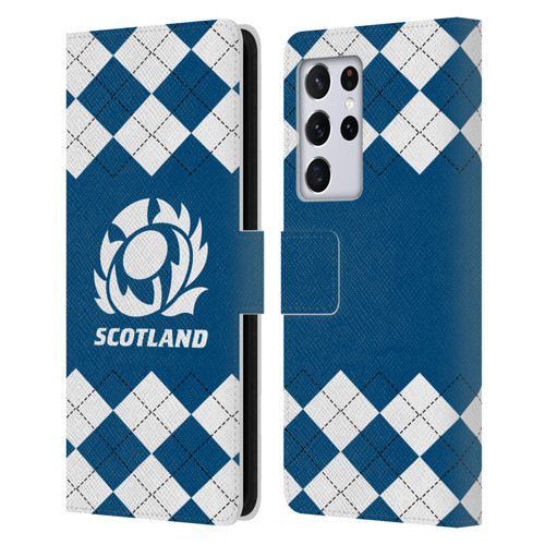 Scotland Rugby Logo 2 Argyle Leather Book Wallet Case Cover For Samsung Galaxy S21 Ultra 5G
