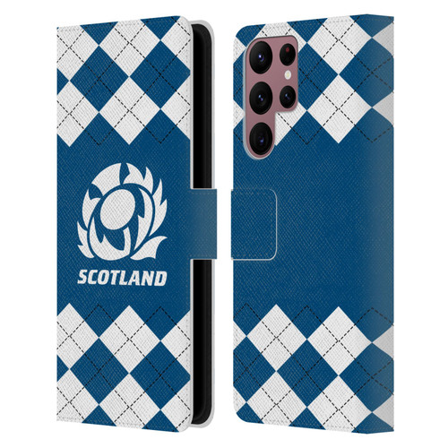 Scotland Rugby Logo 2 Argyle Leather Book Wallet Case Cover For Samsung Galaxy S22 Ultra 5G
