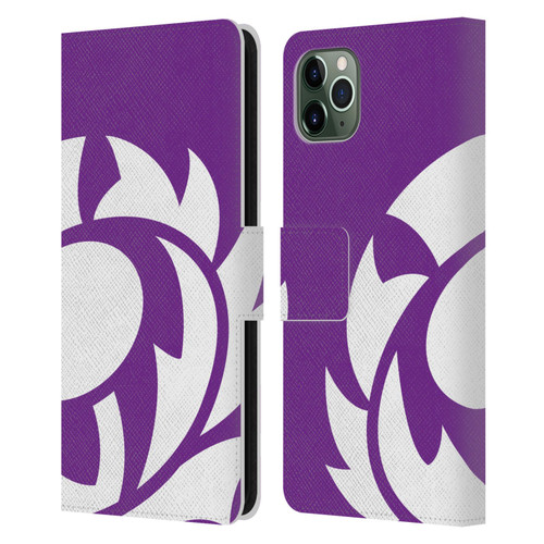 Scotland Rugby Oversized Thistle Purple Heather Leather Book Wallet Case Cover For Apple iPhone 11 Pro Max