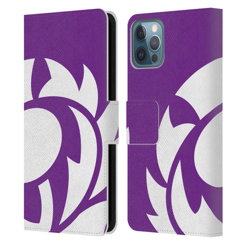 Scotland Rugby Oversized Thistle Purple Heather Leather Book Wallet Case Cover For Apple iPhone 12 / iPhone 12 Pro