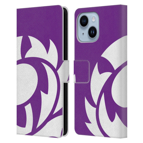 Scotland Rugby Oversized Thistle Purple Heather Leather Book Wallet Case Cover For Apple iPhone 14 Plus
