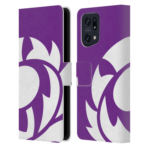 Scotland Rugby Oversized Thistle Purple Heather Leather Book Wallet Case Cover For OPPO Find X5