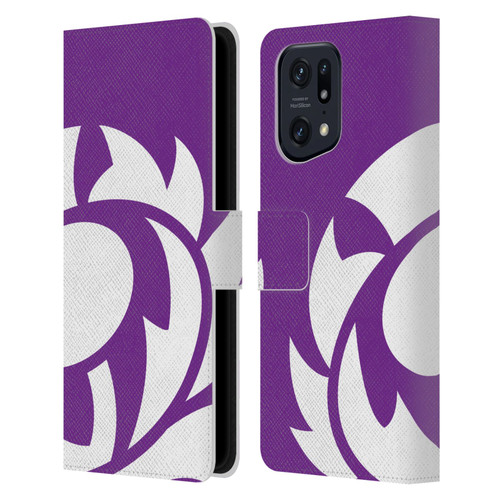 Scotland Rugby Oversized Thistle Purple Heather Leather Book Wallet Case Cover For OPPO Find X5 Pro