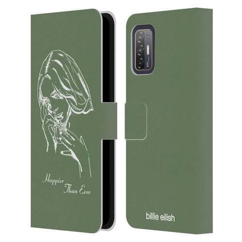 Billie Eilish Happier Than Ever Album Stencil Green Leather Book Wallet Case Cover For HTC Desire 21 Pro 5G