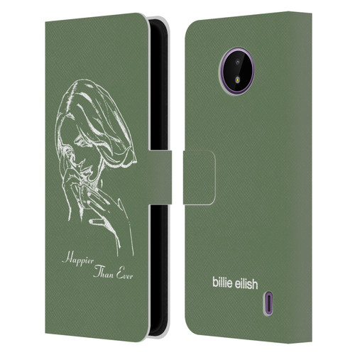 Billie Eilish Happier Than Ever Album Stencil Green Leather Book Wallet Case Cover For Nokia C10 / C20
