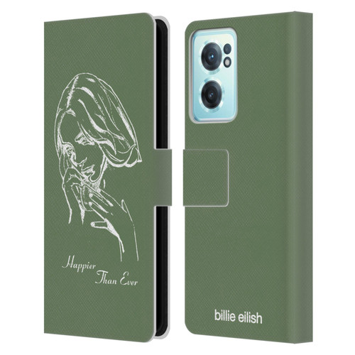 Billie Eilish Happier Than Ever Album Stencil Green Leather Book Wallet Case Cover For OnePlus Nord CE 2 5G