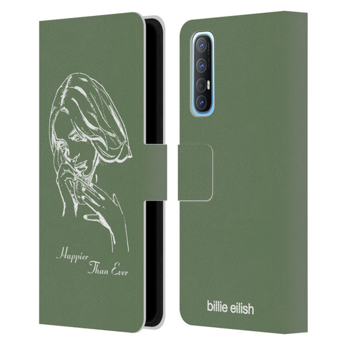 Billie Eilish Happier Than Ever Album Stencil Green Leather Book Wallet Case Cover For OPPO Find X2 Neo 5G