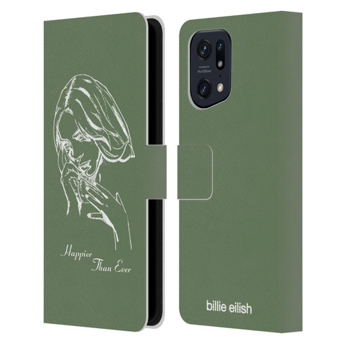 Billie Eilish Happier Than Ever Album Stencil Green Leather Book Wallet Case Cover For OPPO Find X5