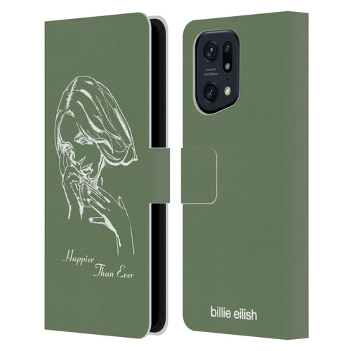 Billie Eilish Happier Than Ever Album Stencil Green Leather Book Wallet Case Cover For OPPO Find X5 Pro