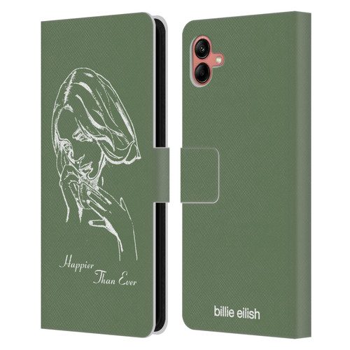 Billie Eilish Happier Than Ever Album Stencil Green Leather Book Wallet Case Cover For Samsung Galaxy A04 (2022)