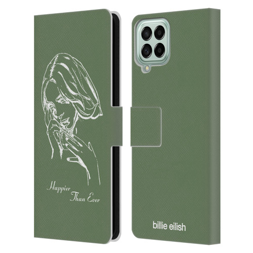 Billie Eilish Happier Than Ever Album Stencil Green Leather Book Wallet Case Cover For Samsung Galaxy M33 (2022)