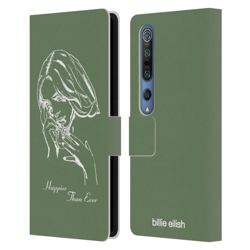 Billie Eilish Happier Than Ever Album Stencil Green Leather Book Wallet Case Cover For Xiaomi Mi 10 5G / Mi 10 Pro 5G