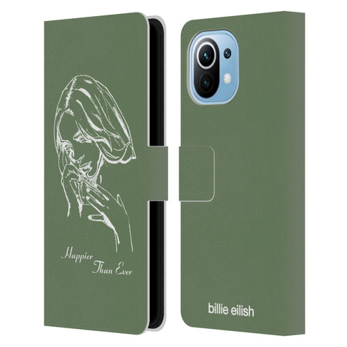 Billie Eilish Happier Than Ever Album Stencil Green Leather Book Wallet Case Cover For Xiaomi Mi 11