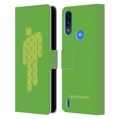 Billie Eilish Key Art Blohsh Green Leather Book Wallet Case Cover For Motorola Moto E7 Power / Moto E7i Power