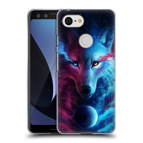 Jonas "JoJoesArt" Jödicke Wildlife Wolf Galaxy Soft Gel Case for Google Pixel 3