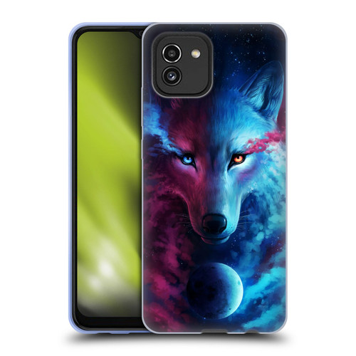 Jonas "JoJoesArt" Jödicke Wildlife Wolf Galaxy Soft Gel Case for Samsung Galaxy A03 (2021)