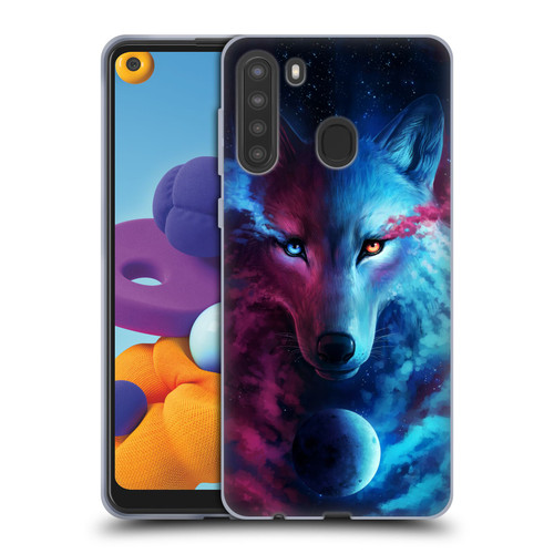 Jonas "JoJoesArt" Jödicke Wildlife Wolf Galaxy Soft Gel Case for Samsung Galaxy A21 (2020)