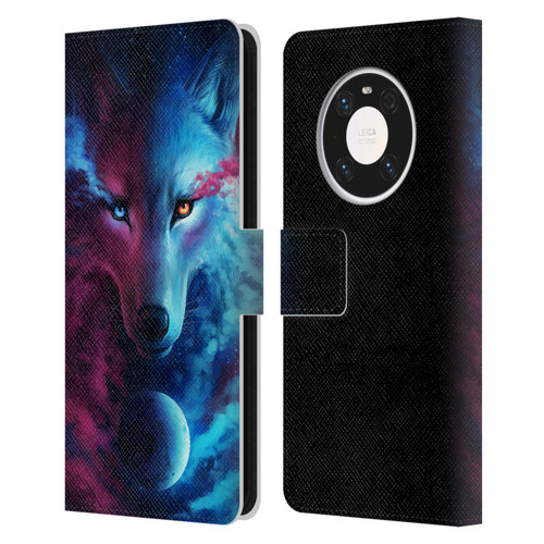 Jonas "JoJoesArt" Jödicke Wildlife Wolf Galaxy Leather Book Wallet Case Cover For Huawei Mate 40 Pro 5G