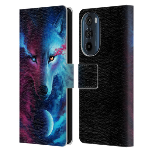 Jonas "JoJoesArt" Jödicke Wildlife Wolf Galaxy Leather Book Wallet Case Cover For Motorola Edge 30