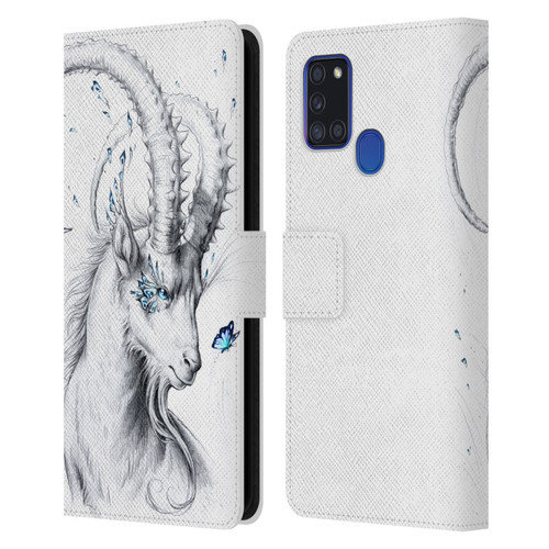 Jonas "JoJoesArt" Jödicke Wildlife Capricorn Leather Book Wallet Case Cover For Samsung Galaxy A21s (2020)