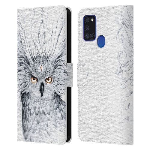 Jonas "JoJoesArt" Jödicke Wildlife Owl Leather Book Wallet Case Cover For Samsung Galaxy A21s (2020)
