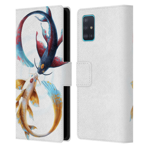 Jonas "JoJoesArt" Jödicke Wildlife Eternal Bond Koi Leather Book Wallet Case Cover For Samsung Galaxy A51 (2019)