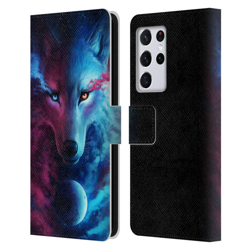 Jonas "JoJoesArt" Jödicke Wildlife Wolf Galaxy Leather Book Wallet Case Cover For Samsung Galaxy S21 Ultra 5G