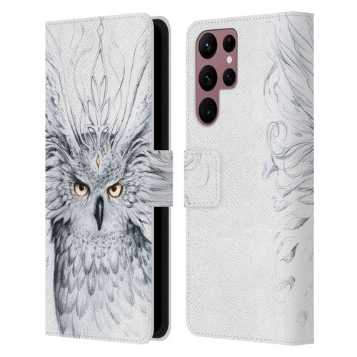 Jonas "JoJoesArt" Jödicke Wildlife Owl Leather Book Wallet Case Cover For Samsung Galaxy S22 Ultra 5G