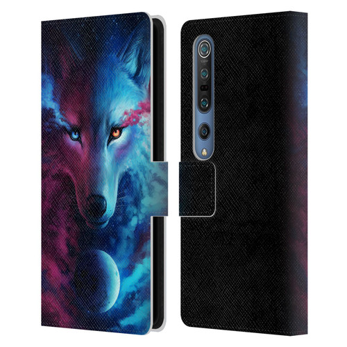 Jonas "JoJoesArt" Jödicke Wildlife Wolf Galaxy Leather Book Wallet Case Cover For Xiaomi Mi 10 5G / Mi 10 Pro 5G