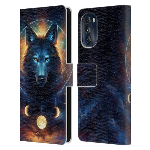 Jonas "JoJoesArt" Jödicke Wildlife 2 Dreamcatcher Wolf Leather Book Wallet Case Cover For Motorola Moto G (2022)